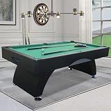 7FT Pool Table with Automatic Ball Return, Modern Arched-Leg Billiards Table with Durable Matte-Black Finish and Complete Accessories for Family Game Room & Recreation Space (Green)