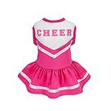 Fitwarm Cheerleader Dog Costume, Sporty Cheer Dog Dress for Small Dogs Girl, Pet Clothes Cat Outfits, Pink White, Medium