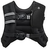 ZELUS Weighted Vest, 6lb/8lb/12lb/16lb/20lb/25lb/30lb Weight Vest with Reflective Stripe for Workout, Strength Training, Running, Fitness, Muscle Building, Weight Loss, Weightlifting, Black(20 lb)