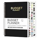 Budget Planner - Monthly Budget Book with Expense Tracker Notebook, A5(6.1" x 8.5") Financial Planner & Account Book to Take Control of Your Money, Bill Organizer with Pockets and Stickers - Black