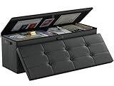 DocSafe Storage Ottoman Bench,Fireproof&Waterproof Folding Bench with Lock(15”x 43”x15”),Leather Storage Chest with Handles&2 Extra Boxes,Ottoman Safe for Bedroom,Living Room,Home Office,Black