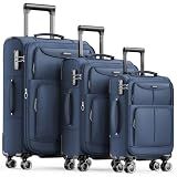 SHOWKOO Luggage Sets 3 Piece Softside Expandable Durable Suitcase Sets | Durable Oxford Fabric, Lightweight, 360°Double Spinner Wheels, TSA Lock, YKK Zippers, Blue (20in/24in/28in)