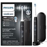 Philips Sonicare ProtectiveClean 5100 Rechargeable Electric Toothbrush, with Pressure Sensor, 3 Cleaning Modes, SmarTimer and QuadPacer, 14-Day Battery Life, Travel Case, Black, Model HX6850/60