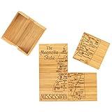 Totally Bamboo Mississippi State Puzzle 4 Piece Bamboo Coaster Set with Case