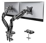 HUANUO Dual Monitor Stand - Full Adjustable Monitor Desk Mount Swivel Vesa Bracket with C Clamp, Grommet Mounting Base for 13 to 32 Inch Computer Screens - Each Arm Holds 4.4 to 19.8lbs