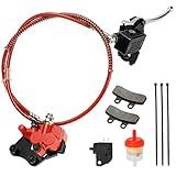 FVRITO Front Disc Hydraulic Brake Master Cylinder Caliper Handle Lever Line Assembly with Brake Pads for 50cc 70cc 90cc 110cc 125cc SSR TaoTao Apollo Coolster Moped Scooter Chinese Pit Dirt Bike Red
