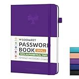 Soomeet Password Book with Alphabetical Tabs, Hardcover Password Keeper, Size 4.4''x 6.1'' Password Notebook for Saving Internet Login, Username, Password Organizer for Computer Website Logins, Purple