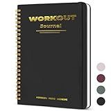 Guirnd Undated Fitness Workout Journal for Men & Women, A5(8.5" x 6.7") Fitness Journal Workout Planner, Workout Log Book Planner for Tracking, Motivating, and Achieving Your Fitness Goals - Black