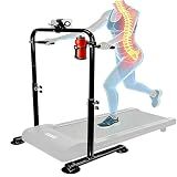 WA NAR Ergonomic 24.4 Inch Wide Handle Bar for Walking Pad Only,with Phone and Cup, Holder Adjustable Handrail Height from 38.58 to 47.24 in,Saarland Steel, Back Relief&Posture Support (Black)