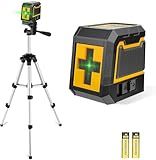 ASOBRIS Laser-Level-with-Tripod, Green Cross Line Laser with Tripod Self-Leveling, Lazer Leveler Tool for Picture Hanging Construction Floor Tile Wall Home Renovation, Indoor Project