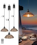 AVAMERY Outdoor Chandelier Lights Waterproof, Battery Operated Pendant Lights for Gazebo, Pergola, Patio, Porch, IP65 Weatherproof(3 Packs)