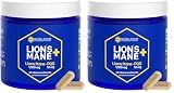Organic Lions Mane Supplement Capsules - 1000mg Lions Mane Mushroom with 10mg PQQ - Brain Cell Optimizer for Memory, Learning, Mitochondrial Function - 60 Fruiting Body Mushroom Capsules (Pack of 2)