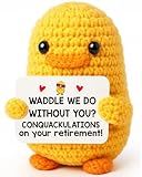 XgiftCreat Retirement Gifts for Women Men - Conquackulations on Your Retirement, Handmade Funny Duck Present, Farewell Going Away Retirement Gifts for Boss Teacher Coworker Nurse Employee Retirees