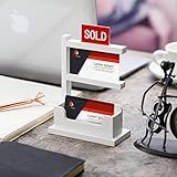 Weysat Real Estate Business Card Holder Display Wooden Real Estate Agent Supplies Farmhouse Business Card Stand Organizer for Office Reception (Rustic)