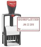 MaxMark Heavy Duty Self Inking Date Stamp with Phrase Completed - Red Ink