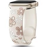 Witzon Floral Band Compatible with Apple Watch Bands For Women 41mm 40mm 38mm 42mm 44mm 45mm 46mm 49mm, Engraved Cute Flower Soft Silicone Strap for iWatch Series 11 10 9 8 7 6 5 4 3 2 1 SE Ultra
