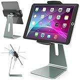 AboveTEK Elegant Tablet Stand, Aluminum Holder for 7-13 inch Tablets, Desktop Kiosk POS Stand Compatible w/iPad Pro Air Mini, Galaxy Tab, Tablet Mount for Store Office Reception Kitchen (Gray)