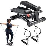 Sunny Health & Fitness Mini Steppers for Exercise at Home, Stair Step Workout Machine with Optional Resistance Bands, Full Body Cardio Equipment, Optional Free SunnyFit App Connection Smart Stepper