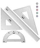 Mr. Pen- Metal Geometry Kit, 4 Pack, 45° & 30°/60° Set Squares, 6" Protractor & 12" Ruler, Durable Metal Drafting Tools for Technical Drawing, Math, Engineering & Architecture