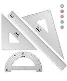 Mr. Pen- Metal Geometry Kit, 4 Pack, 45° & 30°/60° Set Squares