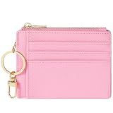 Sodsay RFID Wallet Women Card Case Slim Front Pocket Wallet for Women Credit Card Holder with Keychain(CH Pink)