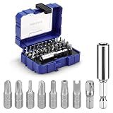 WORKPRO Security Bit Set, 32PCS Tamper Proof Screwdriver Set with Magnetic Holder, 1/4" Adapter,Torx Hex Tri-Wing Spanner Bits, Stackable Repair Tool Kit for Electronics, Automotive & Appliance Repair