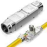 PBAEGAV Ethernet Cable Extender【EC Listed】 Cat7 RJ45 Connector Buckle 2 Pcs Tool-Free Zinc Alloy Shielded Ethernet Termination Plugs for Cat7 up to 23AWG Solid Bulk S/FTP (Model1098)