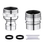 LUOFANT Dishwasher Faucet Adapter with Aerator, Sink Faucet Adapter for Portable Washer, Dishwasher Snap Connection, 15/16-27 Male Outside and 55/64-27 Female Inside，Chrome
