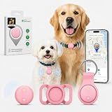GPS Tracker for Dogs, No Monthly Fee, No SIM Card, Real-Time Location, Safe Zone Alerts, Sound & Voice Reminder, IP68 Waterproof, 7-Day History, 365-Day Battery, iOS Compatible, 1 Pack Pink