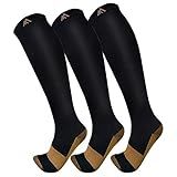 FuelMeFoot 3 Pack Compression Socks For Women Men Knee High Socks 15-20mmHg soccer socks fun copper ankle thick stockings women 10-13 gifts christmas accessories