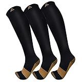 FuelMeFoot 3 Pack Compression Socks For Women Men Knee High Socks 15-20mmHg soccer socks fun copper ankle thick stockings women 10-13 gifts christmas accessories