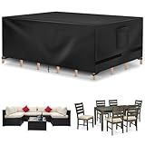 Richwon Patio Furniture Covers, Outdoor Table Covers Waterproof Rectangle, Heavy Duty Outdoor Furniture Covers for Patio Furniture, Outdoor Sectional Set Cover 90"L x 64"W x 28"H, Black