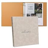 Paper 'n Such Welcome Binder for Short Term Rentals – Grey Faux Leather 3 Ring Folder for Airbnb, Vacation Home, House Manual & Guest Information - Letter Size