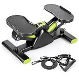 Rock Stepper Side-to-Side Lateral Exercise Machine – Quiet & Stable Low-Impact Hydraulic Rocking Stepper with Resistance Bands & Gym Accessories Equipment for Home Office Workout,Green