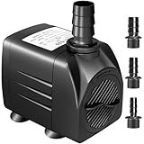 GROWNEER 550GPH Submersible Pump 30W Fountain Water Pump, 2000L/H, with 7.2ft High Lift, 3 Nozzles for Aquarium, Fish Tank, Pond, Hydroponics, Statuary