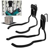 MorningRo 2 Pack Shed Accessories Multi Purpose Shed Hooks Metal Power Tool Holder for Large or Small Tools or Shovels, Black (Arched Shape)