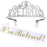 JunyRuny Retirement Gifts for Woman, “I'm Retired” Sash & Tiara Kit, Happy Retirement Party Decorations for Women, Retirement Crown Teacher Office Retirement Party Supplies