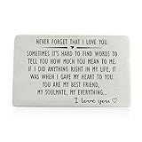 Anniversary Wallet Insert Card for Men or Women - Never Forget That I Love You, Engraved Wallet Insert for Boyfriend Husband Him, Birthday Wedding Deployment Gifts Cards for Couples