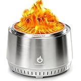 OneSetNuf 21 Inch Smokeless Fire Pit, for Outdoor Patio & Backyard, Dual Airflow Secondary Combustion, Stainless Steel Firepit with Detachable Ash Pan, Clean Burn, Portable for Camping & Gatherings