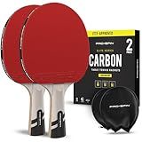 PRO SPIN Ping Pong Paddles - Professional Level Table Tennis Rackets with Carbon Fiber for Superior Control | 7-Ply Blade, Premium Rubber, 2.0mm Sponge | Includes Protector Case