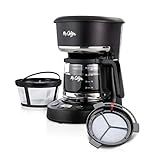 Mr. Coffee Programmable Coffee Maker 5 Cups with Auto Pause Glass Carafe Compact Design Black