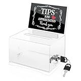 MoKo Acrylic Donation Box with Lock, Clear Ballot Suggestion Box with Sign Holder for Fundraising Donation Voting Collection, Raffle, Tips Jar, 6.2"x 4.7"x 4"