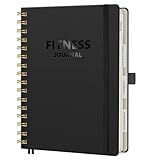 LOAPEM Workout Journal, Fitness Journal for Women & Men, A5 Workout Log Exercise, Fitness Trackers Plan Week With Goals, Calendar, Loss Weight Diet Training, Progress, Gym & Home Workouts (Black)