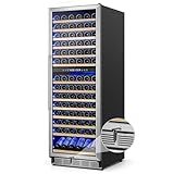 Wine Cooler Refrigerator 24 Inch, 180 Bottles Large Wine Fridge Dual Zones, Tall Freestanding/Built-in Wine Cellar Professional with Reversible Door Sliding Rail Shelves
