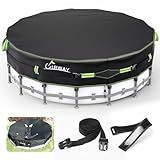 UIRWAY 500D Pool Cover 18FT Round [2026 Upgraded Heavy Duty Fabric] Solar Pool Covers for Above Ground Pools, New Super Windproof Gel-Coated Tarp Straps, Swimming Pool Covers with UV Protection