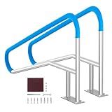 VEVOR Pool Handrail, 2 PCS 55 x 32 inch Railing, Stainless Steel with Base Plate for Indoor/Outdoor, Rust-Proof Grab Bar w/Grip Cover&Accessories for Decks/Spas