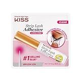 KISS Clear Strip Lash Adhesive With Aloe, Waterproof, Formaldehyde and Latex Free, Odor Free, Cruelty Free, Super Strong Hold Eyelash Glue with Brush Applicator, 0.17 Oz