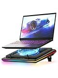 llano V12 RGB Laptop Cooling Pad, Gaming Laptop Cooler with 5.5 Inch Powerful Turbofan, Fast Cooling Laptop 15.6-21in, Adjustable Speed, Touch Control, LCD Screen, Black (RGB)