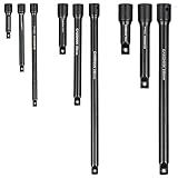 CASOMAN 9 Pieces Extension Bar Set, 1/4", 3/8" and 1/2" Drive Socket Extension, Premium Chrome Vanadium Steel with Black Phosphate Finish