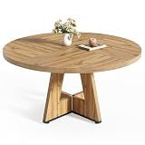 LITTLE TREE Round Dining Table for 4-6 People, 47 Inches Dining Room Table with Wooden Pedestal Base, Modern Dinner Table, Circle Kitchen Tables for Dining Room, Kitchen, Living Room(Table Only)